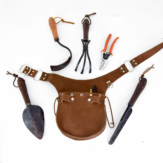 Leather Toolbelt with garden tools